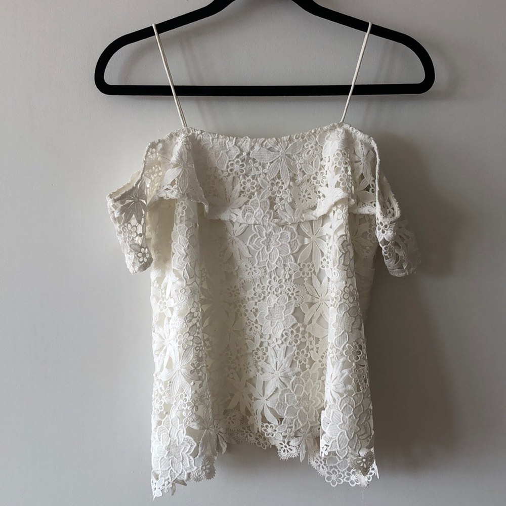 ZARA floral lace off shoulder top